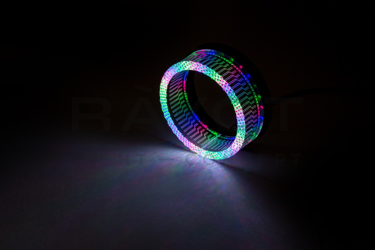 Ангельские глазки 3D на линзу 2,5", форма круглая, диаметр 74/92мм, цвет RGB, комплект 2 шт.