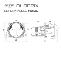 Свет. модули ближ/дал. света MTF LIGHT QUADRIX, 12В, 58/80ВТ, 6000К, 4200LM, 3" круг,  3ая линза,2шт