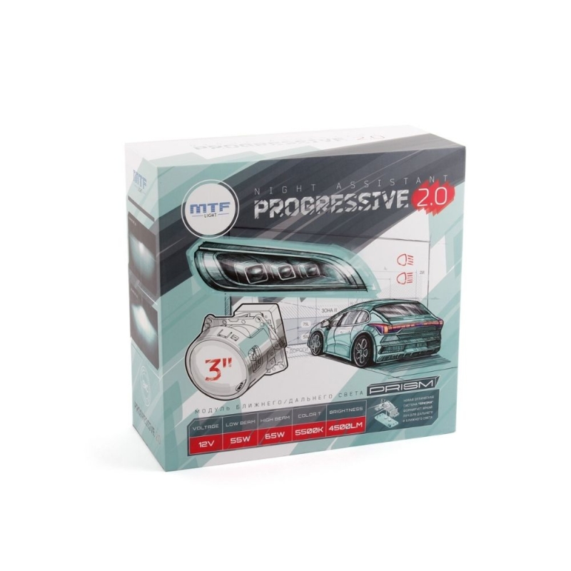 Свет. модули ближ/дал. света MTF LIGHT серия PROGRESSIVE 2.0, 12В, 55/65Вт, 5500К, 3 Свет. модули ближ/дал. света MTF LIGHT серия PROGRESSIVE 2.0, 12В, 55/65Вт, 5500К, 3", 2шт.