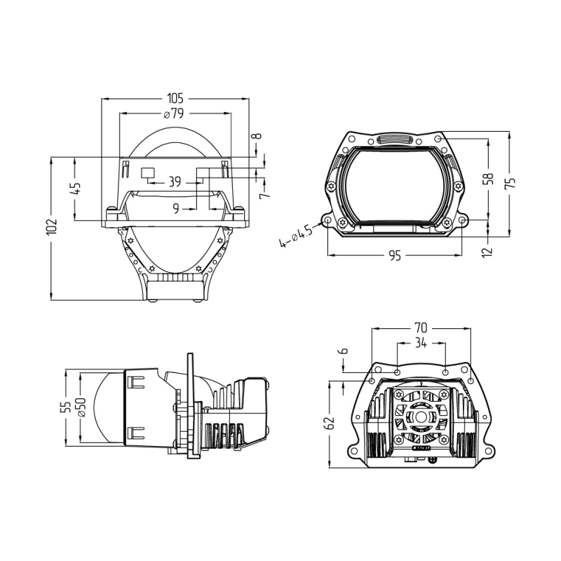Светодиодные модули ближнего/дальнего света MTF Light DYNAMIC VISION, линзованные, бескорпусные, 12В, 45ВТ, 5500К, 3 дюйма, компл. 2шт. Светодиодные модули ближнего/дальнего света MTF Light DYNAMIC VISION, линзованные, бескорпусные, 12В, 45ВТ, 5500К, 3 дюйма, компл. 2шт.