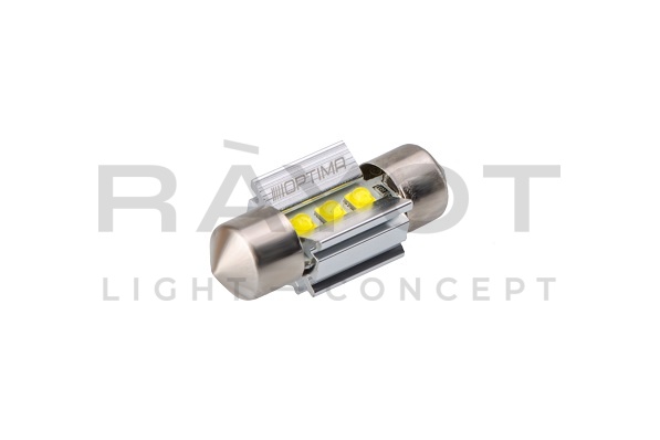 Светодиодная лампа Festoon 28mm Optima MINI-CREE, CAN, white, 3W, 12V, T10*28mm (SV 7-8), компл 2 шт