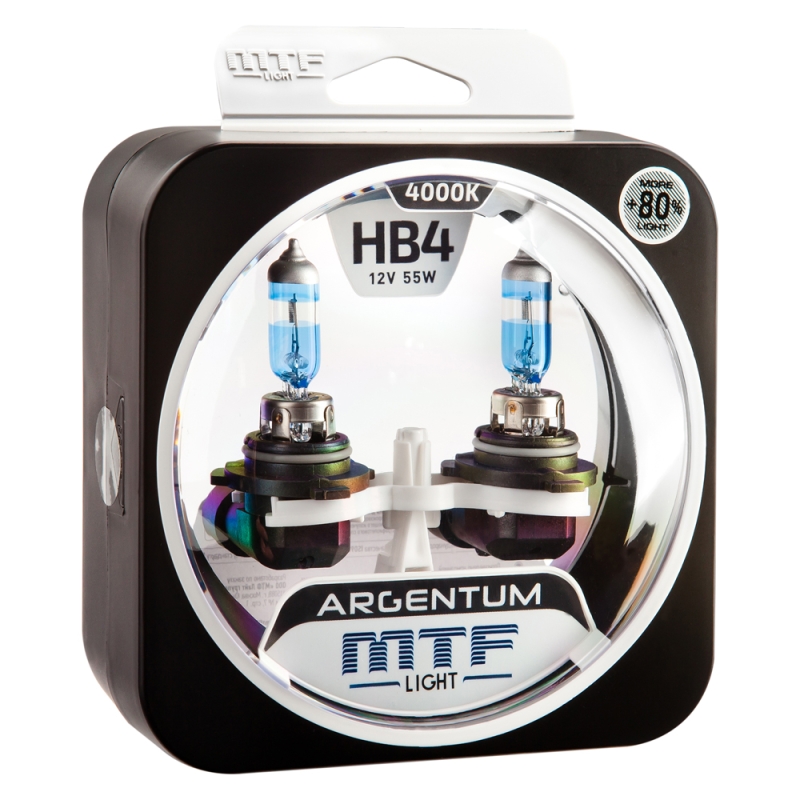 Галогенные автолампы MTF Light серия ARGENTUM +80% HB4(9006), 12V, 55W, комп.