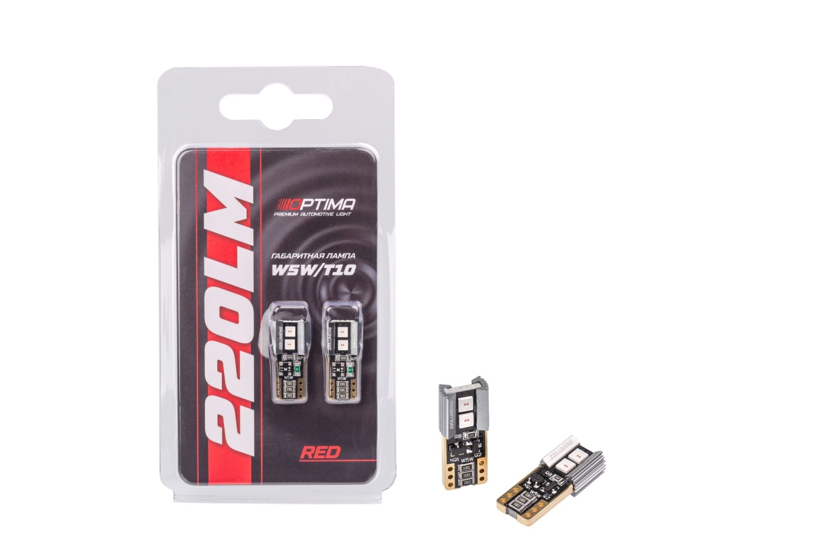 Светодиодная лампа Optima Premium W5W (T10), 12V, 1.25W, 2800K, 220Lm &mdash; для габаритного света (Жёлтый свет)