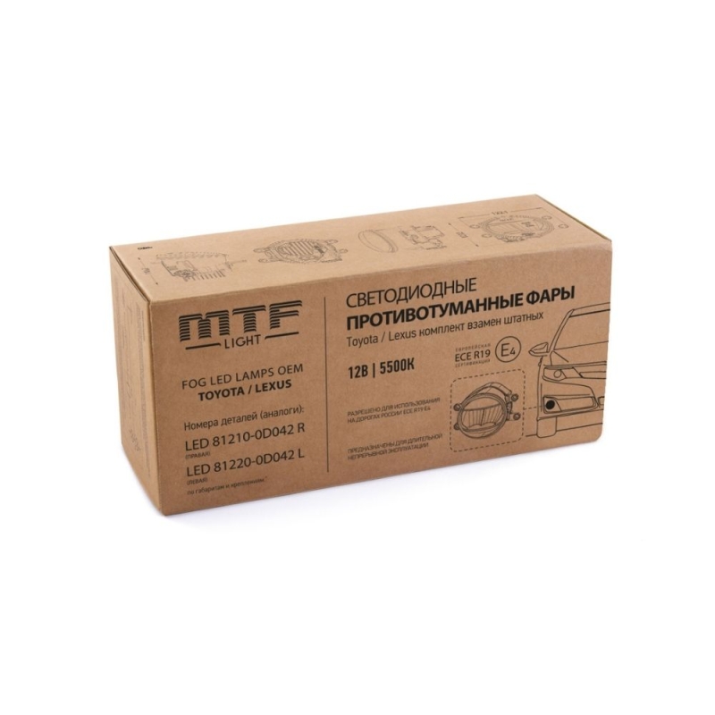 Фары противотуманные светодиодные MTF Light FL05KT — TOYOTA / LEXUS, 12 В, 5.4 Вт, ECE R19 / E4, комплект
