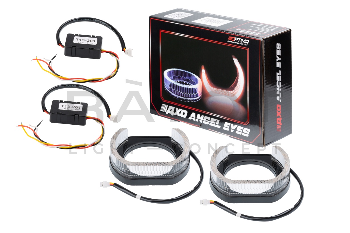 Ангельские глазки 3D на линзу 3,0", форма U, диаметр 80/121мм, цвет белый/желтый, комплект 2 шт.