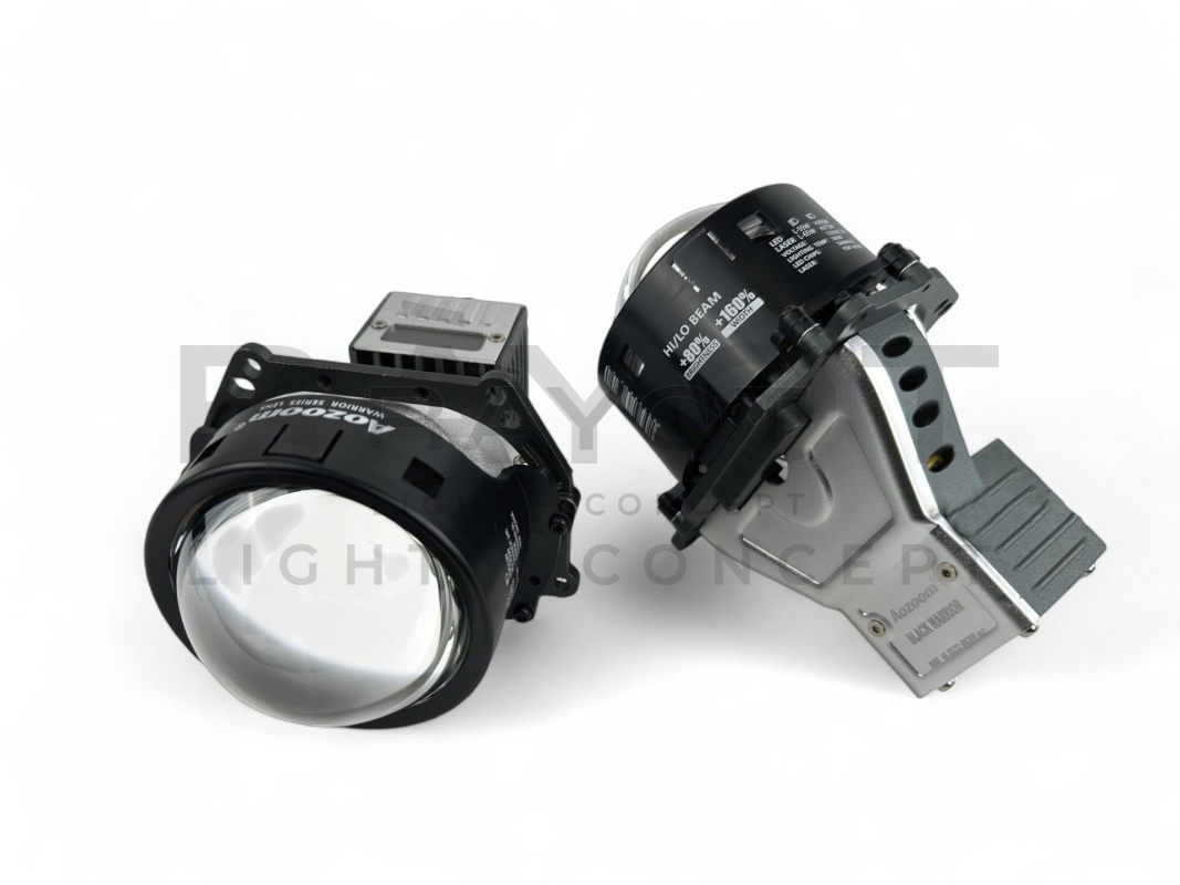 Светодиодные би-модули AOZOOM BLACK WARRIOR, 3.0", 12V, 5500K, 55/65W (комплект)