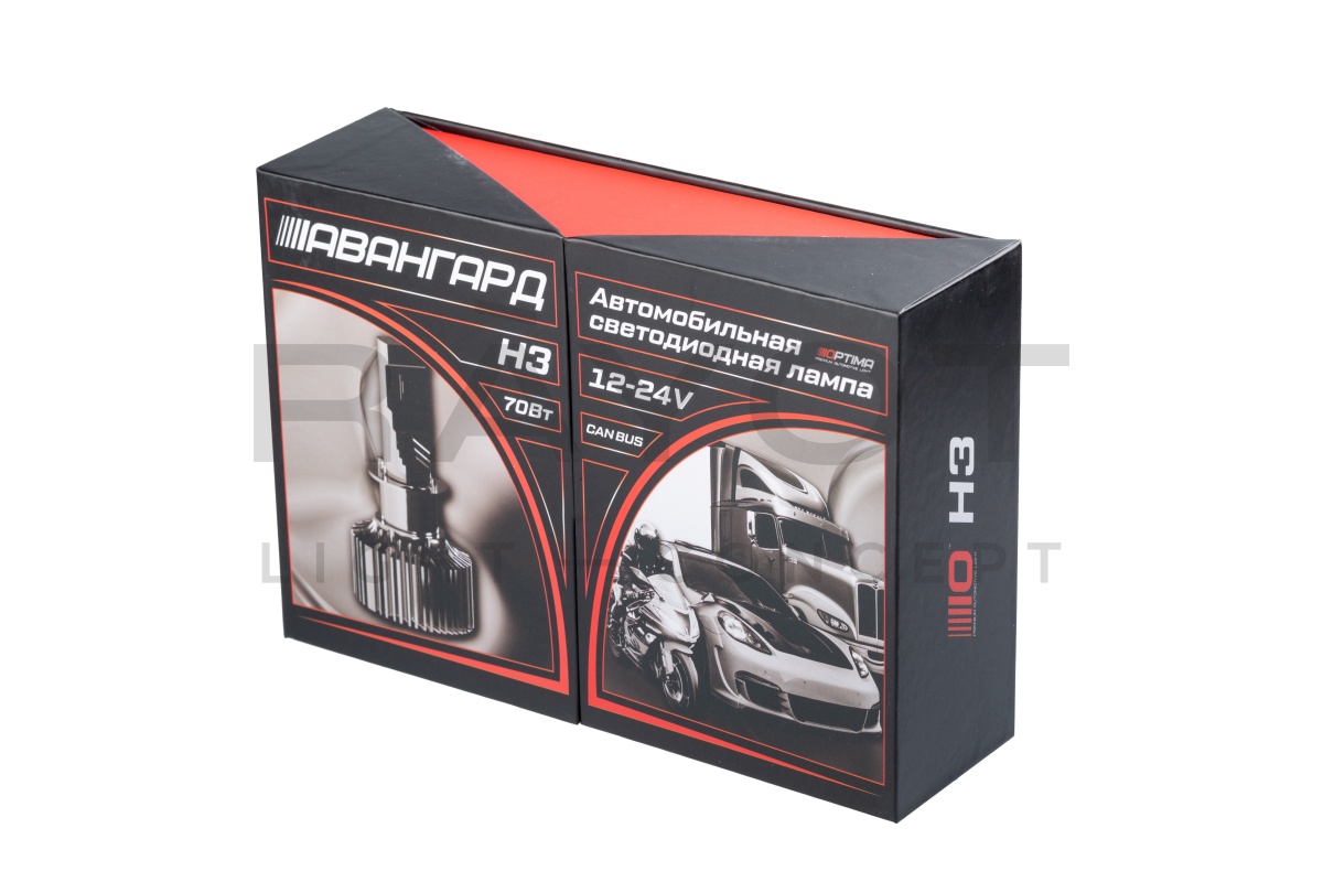 Светодиодные лампы Optima LED АВАНГАРД H3, 70W, 12-24V, 5500K, 6800lm, комплект 2 шт.