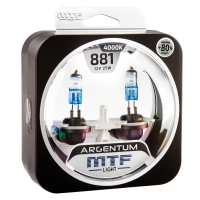 Галогенные автолампы MTF Light серия ARGENTUM +80% Н27(881), 12V, 27W, комп.