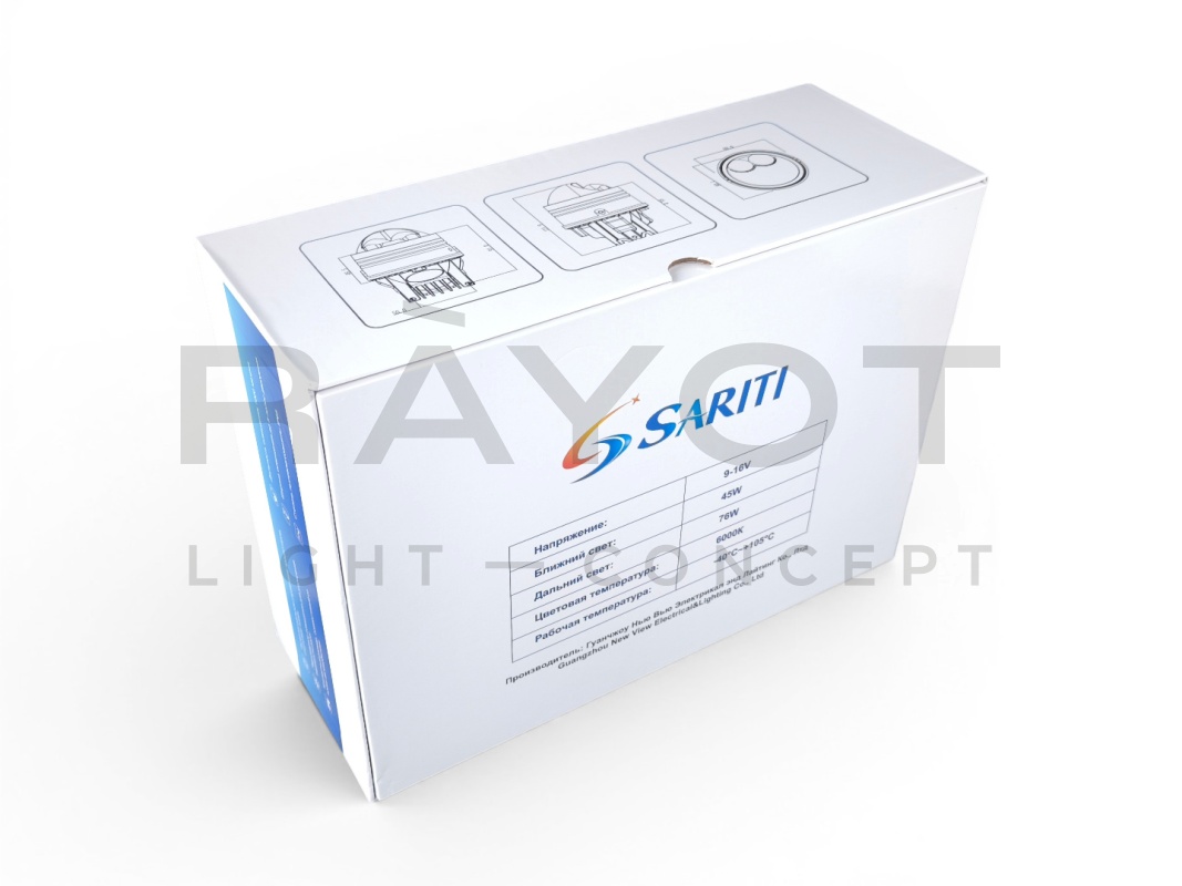 Светодиодные би-линзы в ПТФ SARITI N5, 3", 12V, 45/76W, 6000K (Крепл. универс.)