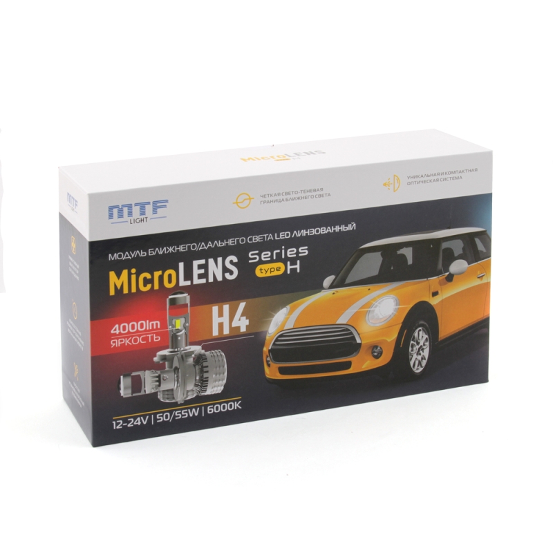 Светодиодные Лампы / линзы H11 / H8 / H16 MTF Light MicroLENS 12/24 В, 55 Вт, 6000 К, 4000 лм, комплект H4 (H19) Светодиодные Лампы / линзы H11 / H8 / H16 MTF Light MicroLENS 12/24 В, 55 Вт, 6000 К, 4000 лм, комплект H4 (H19)