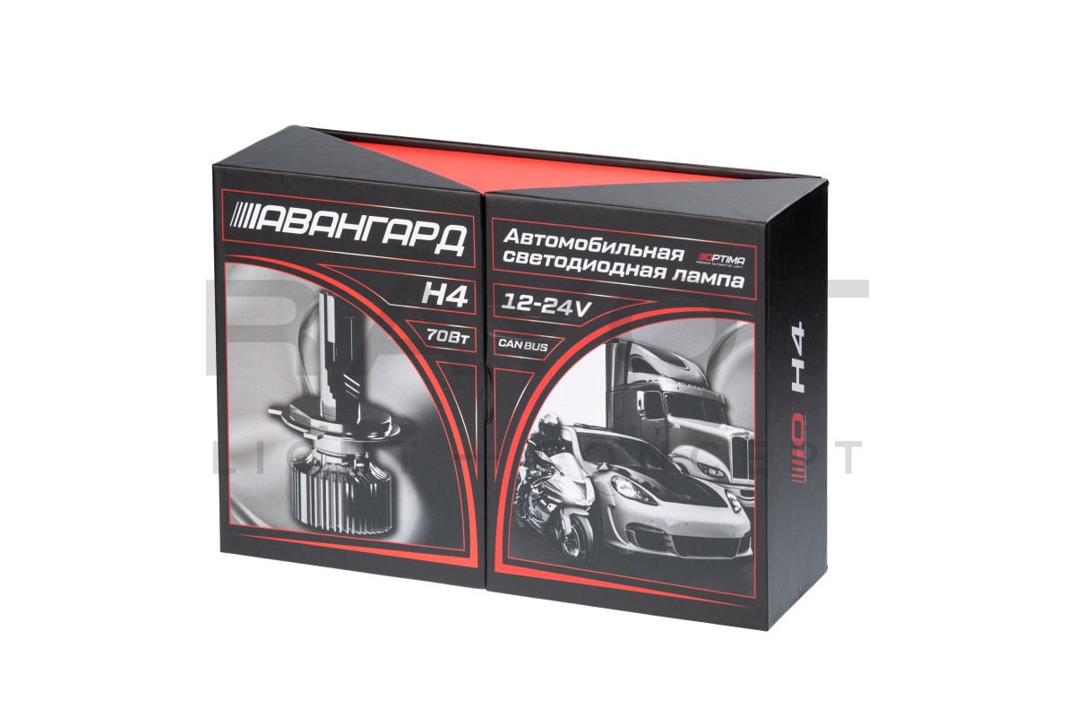 Светодиодные лампы Optima LED АВАНГАРД H4, 70W, 12-24V, 5500K, 6800lm, комплект 2 шт.