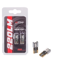 Светодиодная лампа Optima Premium W5W (T10), 12V, 1.25W, 1800K, 220Lm &mdash; для габаритного света (Красный свет)