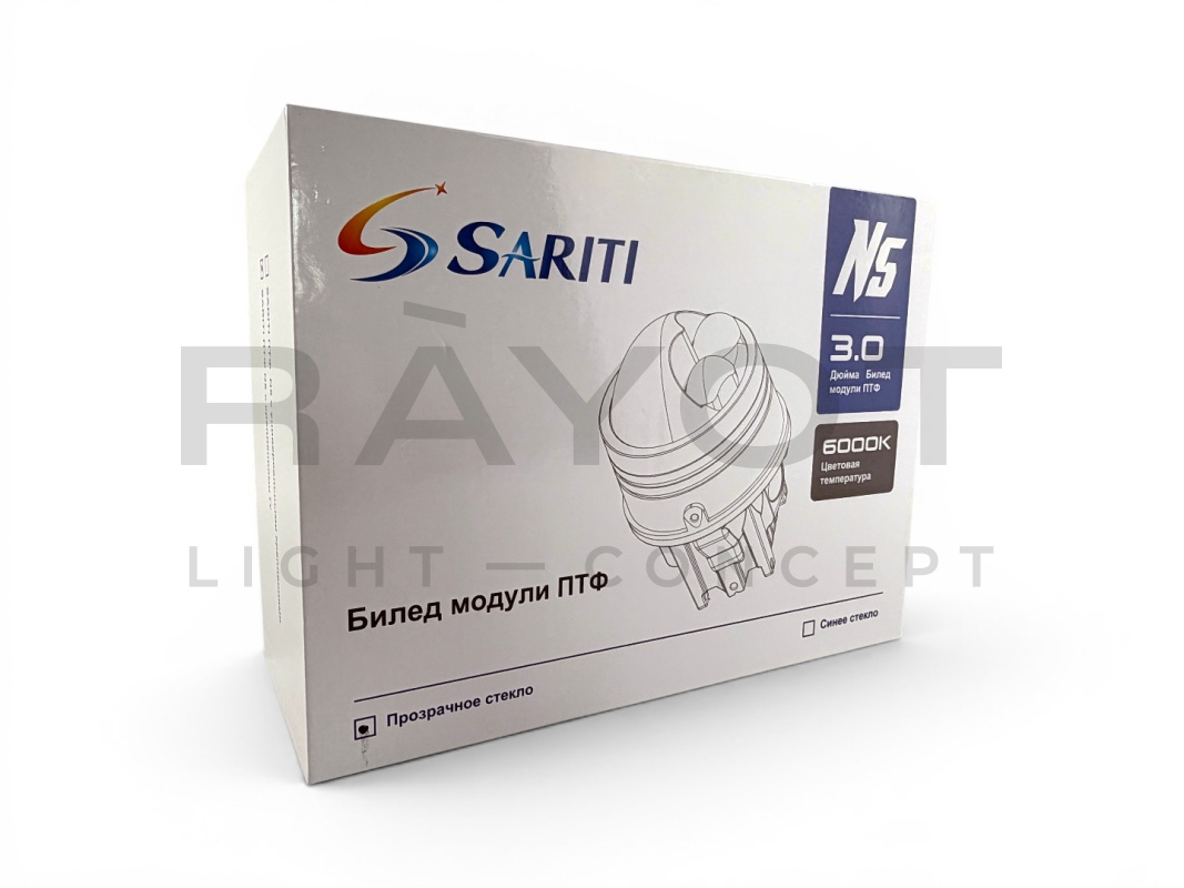 Светодиодные би-линзы в ПТФ SARITI N5, 3", 12V, 45/76W, 6000K (Крепл. toyota)