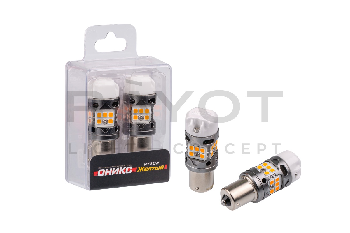 Светодиодные лампы Optima LED ОНИКС PY21W, YELLOW, 2800K, 1000Lm, CAN, 12V, (1156, BAU15),  (2 шт.)