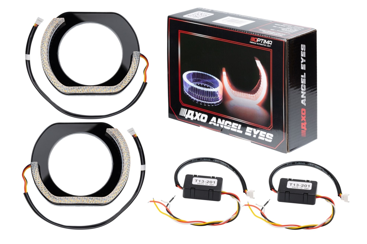 Ангельские глазки на линзу 3,0" белый+жёлтый, форма L