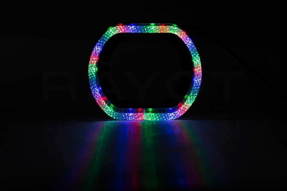 Ангельские глазки 3D на линзу 3,0", форма овал, диаметр 80/121мм, цвет RGB, комплект 2 шт.