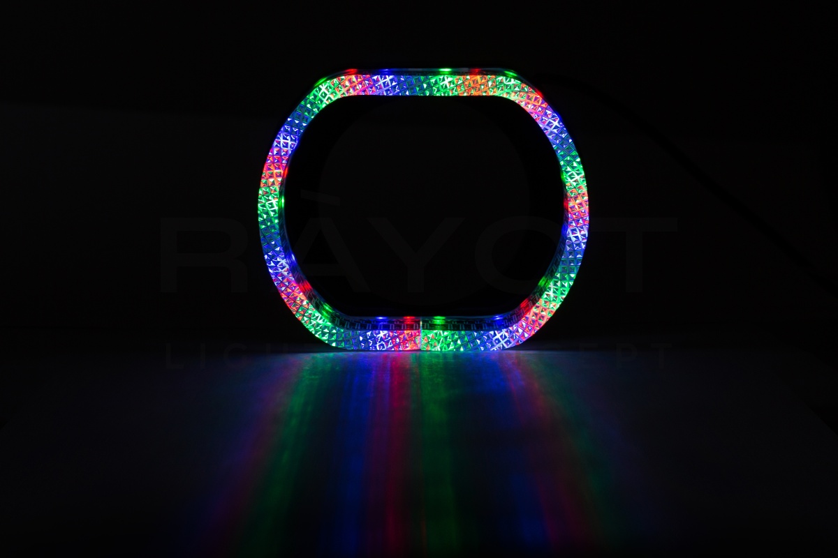 Ангельские глазки 3D на линзу 3,0", форма овал, диаметр 80/121мм, цвет RGB, комплект 2 шт.