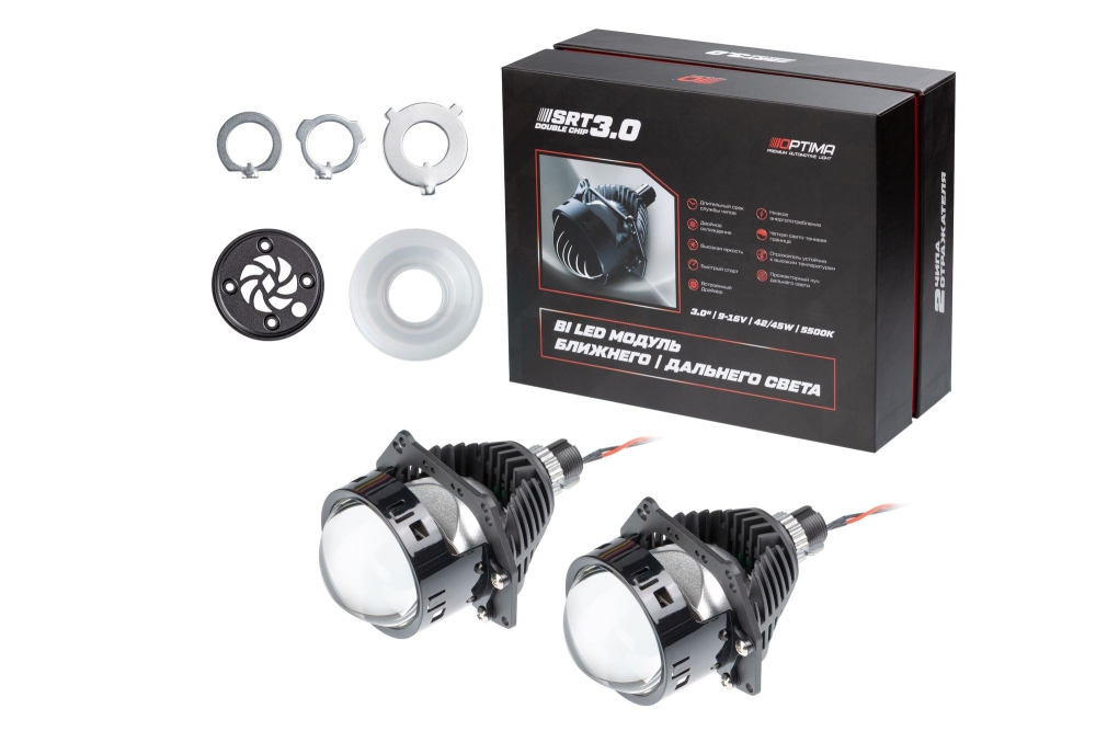 Светодиодная линза Optima Premium Bi-LED Lens SRT Double Chip 3.0"