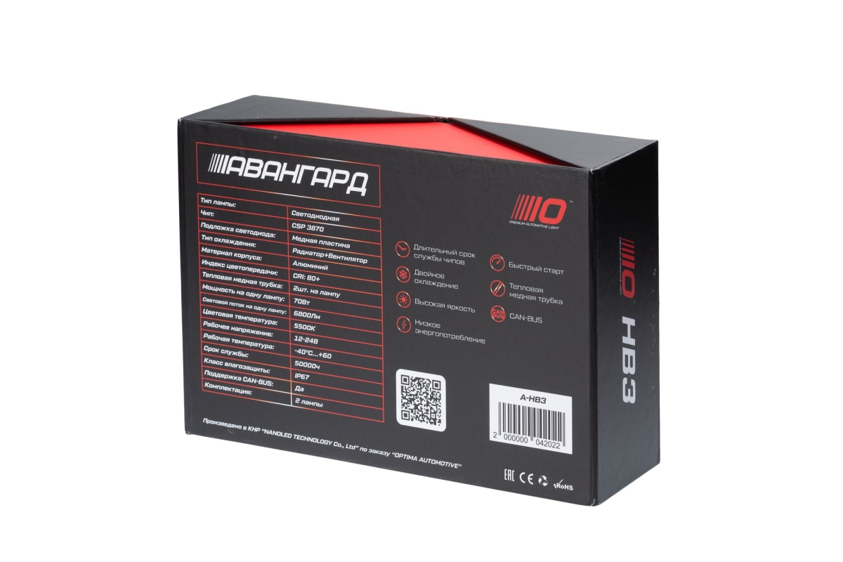 Светодиодная лампа Optima Premium LED АВАНГАРД HB3 5500K 6800Lm