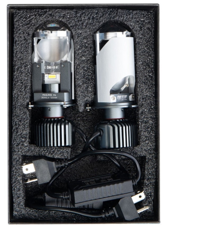 Светодиодные линзы MTF LIGHT серии MINILENS H4, 12V, 24/36W, 5500K, 4000lm, комплект. Светодиодные линзы MTF LIGHT серии MINILENS H4, 12V, 24/36W, 5500K, 4000lm, комплект.