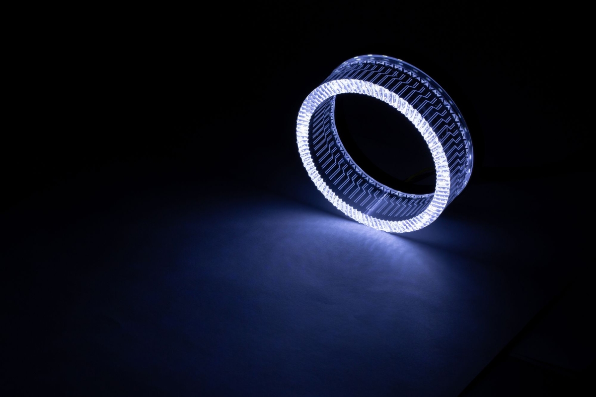 Ангельские глазки на линзу 3,0" белый+жёлтый, форма круглая