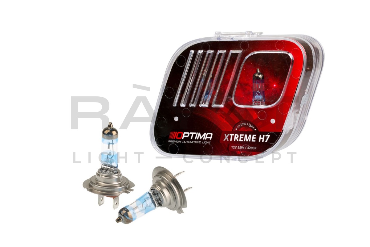 Галогенные лампы Optima Xtreme H7 +130% light 4200K, 12V, 55W
