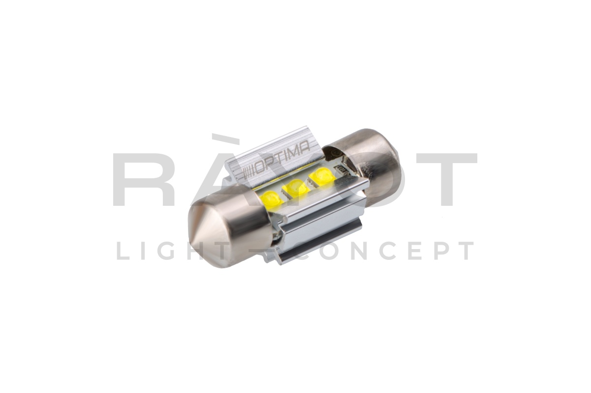Светодиодная лампа Festoon 28mm Optima MINI-CREE, CAN, white, 3W, 12V, T10*28mm (SV 7-8), компл 2 шт