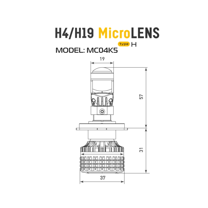 Светодиодные линзы H4/H19 MTF LIGHT серии MicroLENS H4/H19, 12/24V, 55W, 6000K, 4000LM Светодиодные линзы H4/H19 MTF LIGHT серии MicroLENS H4/H19, 12/24V, 55W, 6000K, 4000LM