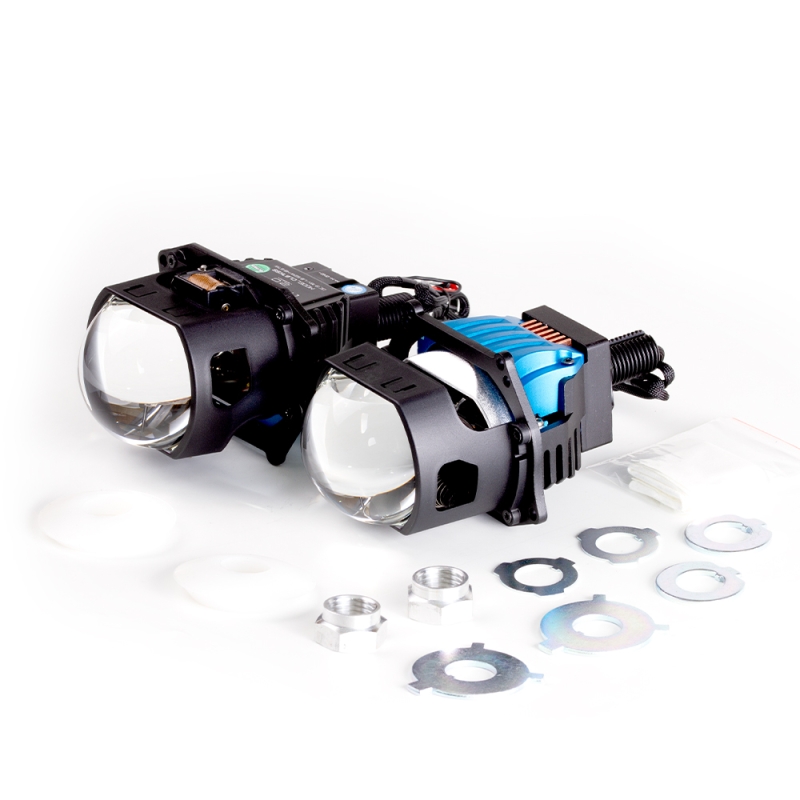 Светодиодные модули MTF Light линзованные Bi-LED серия CYBER LIGHT 2.0, 12В, ближ/дальний 52/67Вт, 5500К, 3 Светодиодные модули MTF Light линзованные Bi-LED серия CYBER LIGHT 2.0, 12В, ближ/дальний 52/67Вт, 5500К, 3" скос, 2шт.