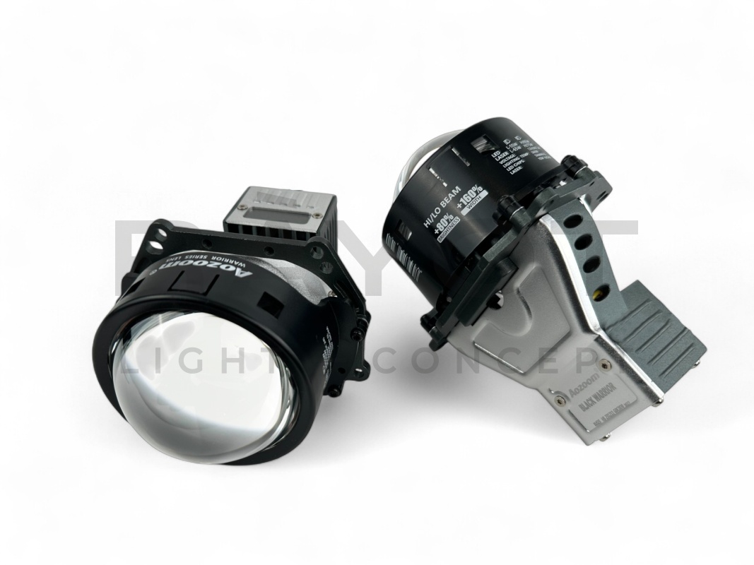 Светодиодные би-модули AOZOOM BLACK WARRIOR, 3.0", 12V, 5500K, 55/65W (комплект)