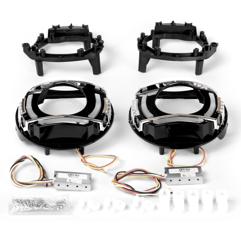 Установочный комплект MTF Light для Bi-LED линз — VW Polo 2013, U-форма, белая и жёлтая подсветка, комплект