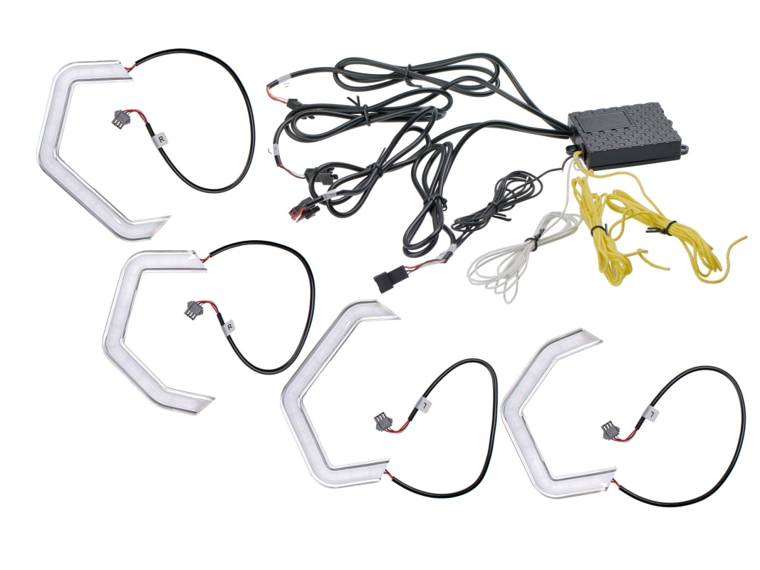 ДХО Angeley Eye B1 RUNNING G‑STYLE, 4 полукольца, 12V, 5500K/2800K (Белый+Жёлтый, компл. 4 шт)