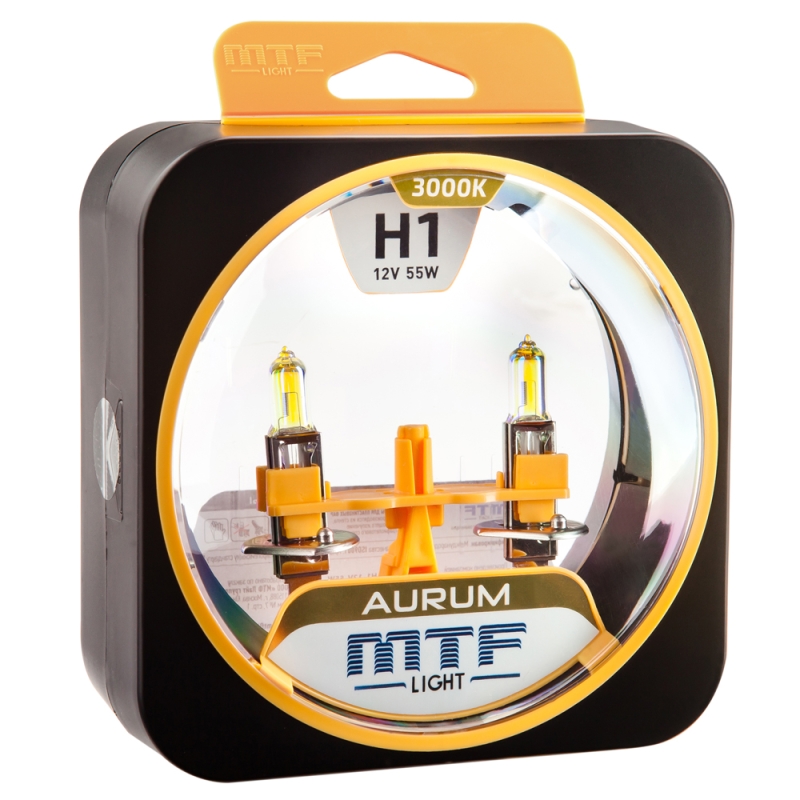 Галогенные автолампы MTF Light серия AURUM H1, 12V, 55W, комп.