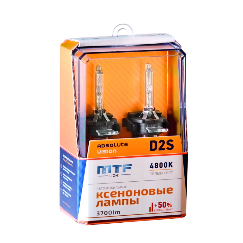 Ксеноновые лампы MTF Light ABSOLUTE VISION +50% — 85В, 35Вт, 4800K, 3800 лм, комплект 2 шт. D2S x 4800k Ксеноновые лампы MTF Light ABSOLUTE VISION +50% — 85В, 35Вт, 4800K, 3800 лм, комплект 2 шт. D2S x 4800k