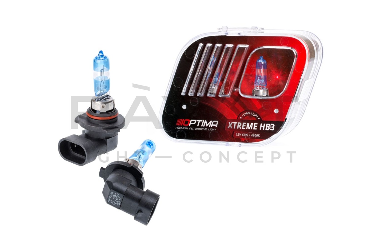 Галогенные лампы Optima Xtreme HB3 +130% light 4200K, 12V, 65W