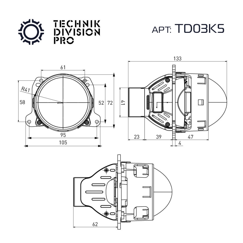 Светодиодные BiLED модули TECHNIK DIVISION серия PRO духчиповые 12В, 60/65Вт, 6000К, 3 Светодиодные BiLED модули TECHNIK DIVISION серия PRO духчиповые 12В, 60/65Вт, 6000К, 3", к-т.