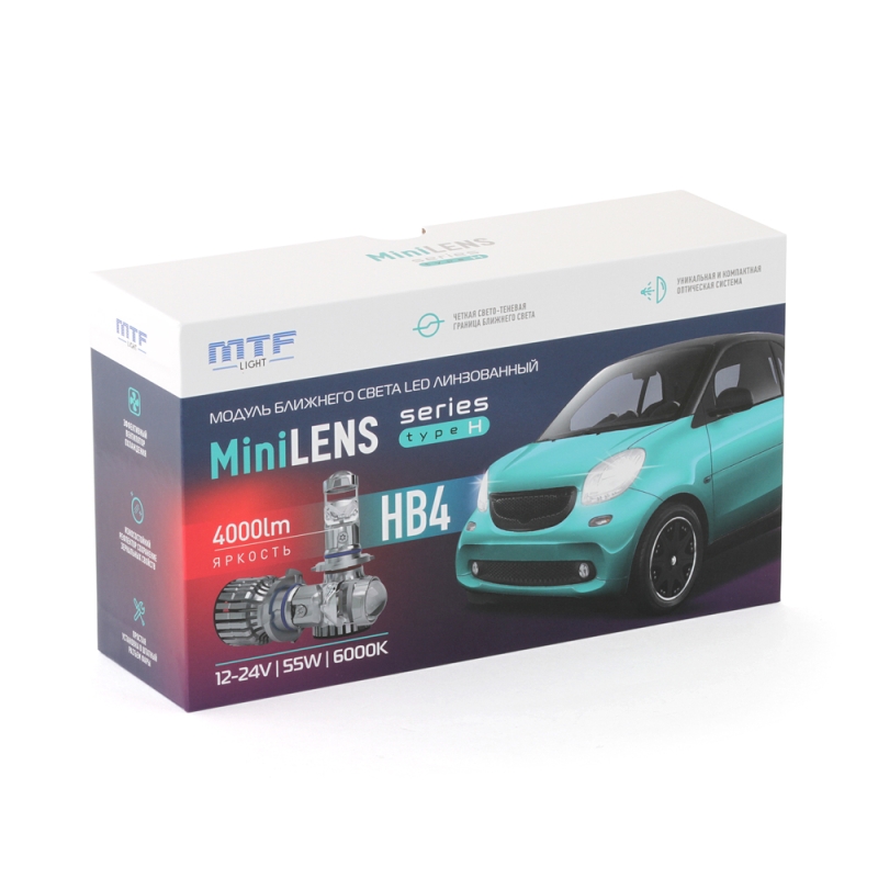 Светодиодные линзы HB4(9006) MTF LIGHT MiniLENS 12/24V, 55W, 6000K, 4000LM Светодиодные линзы HB4(9006) MTF LIGHT MiniLENS 12/24V, 55W, 6000K, 4000LM