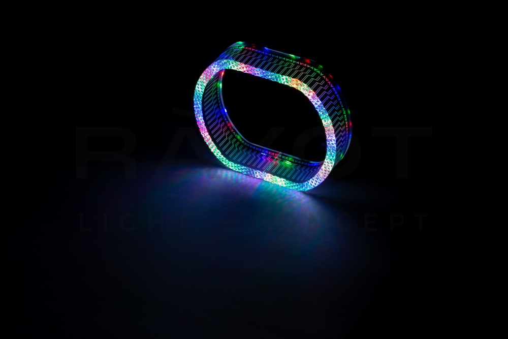 Ангельские глазки 3D на линзу 3,0", форма овал, диаметр 80/121мм, цвет RGB, комплект 2 шт.