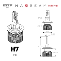 Светодиодные лампы MTF Light MaxBeam Mini, H7/H18, 6000K, 4500 лм, 45 Вт, комплект 2 шт.