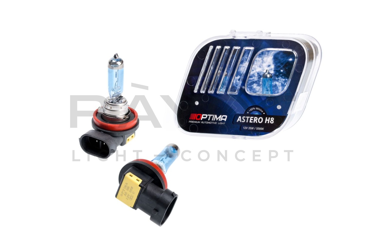 Галогенные лампы Optima Astero H8 +80% White 5000K, 12V, 35W
