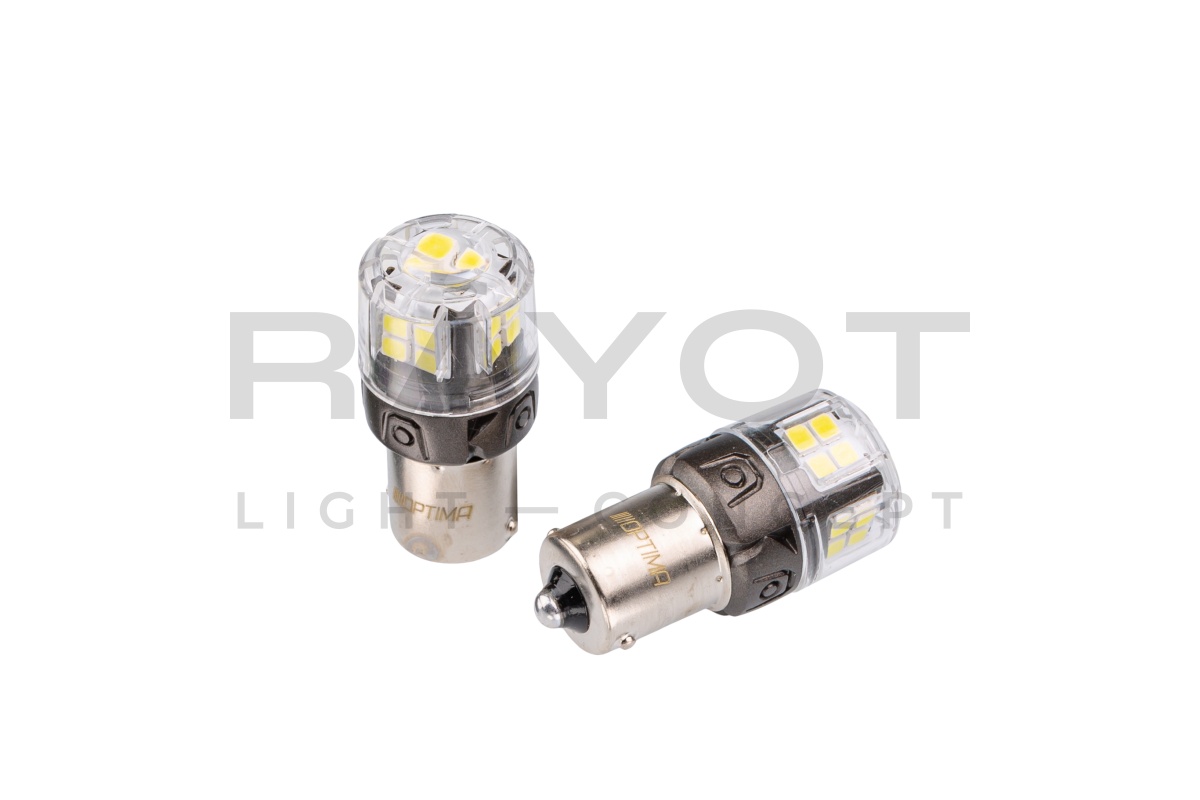 Светодиодные лампы Optima LED ОНИКС P21W, WHITE, 5500K, 650Lm, 12V, (BA15S), комплект 2 шт.