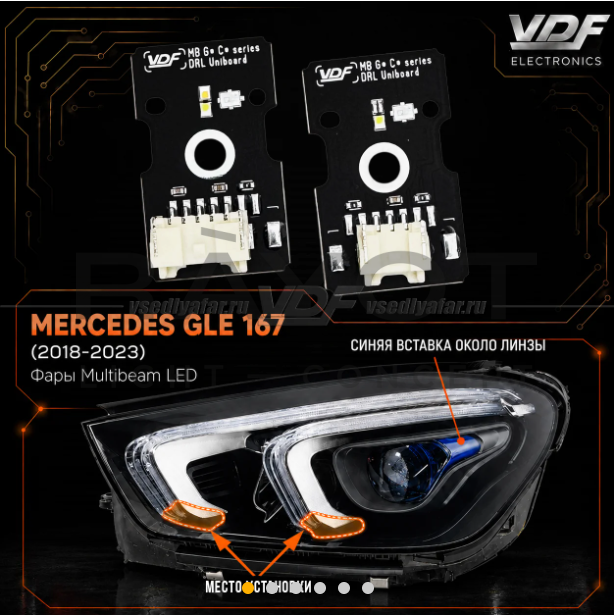Комплект нижних плат маркера Mercedes GLE 167 2018-2023 Multibeam Цвет: Белый