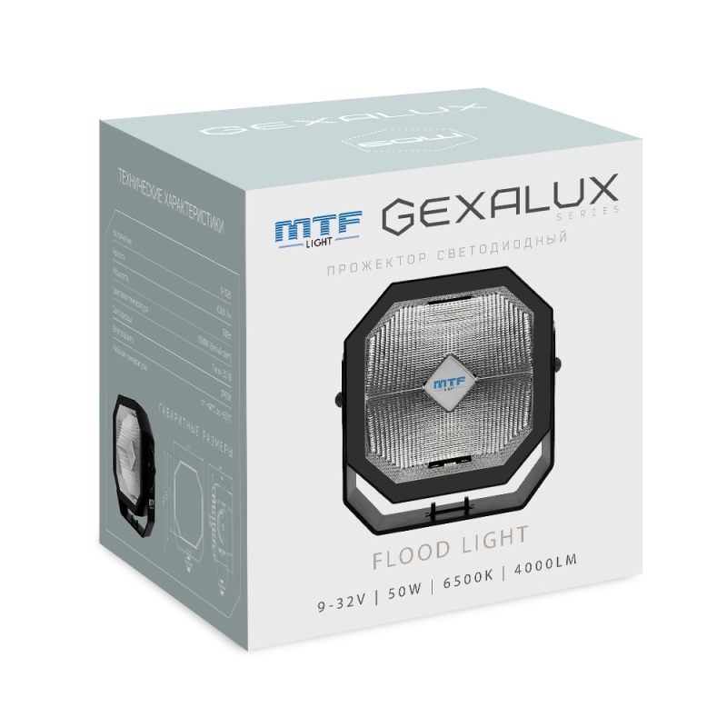Светодиодный прожектор MTF Light GEXALUX — 60W, 9–32V, 4500 lm, 6500K, шт. Светодиодный прожектор MTF Light GEXALUX — 60W, 9–32V, 4500 lm, 6500K, шт.